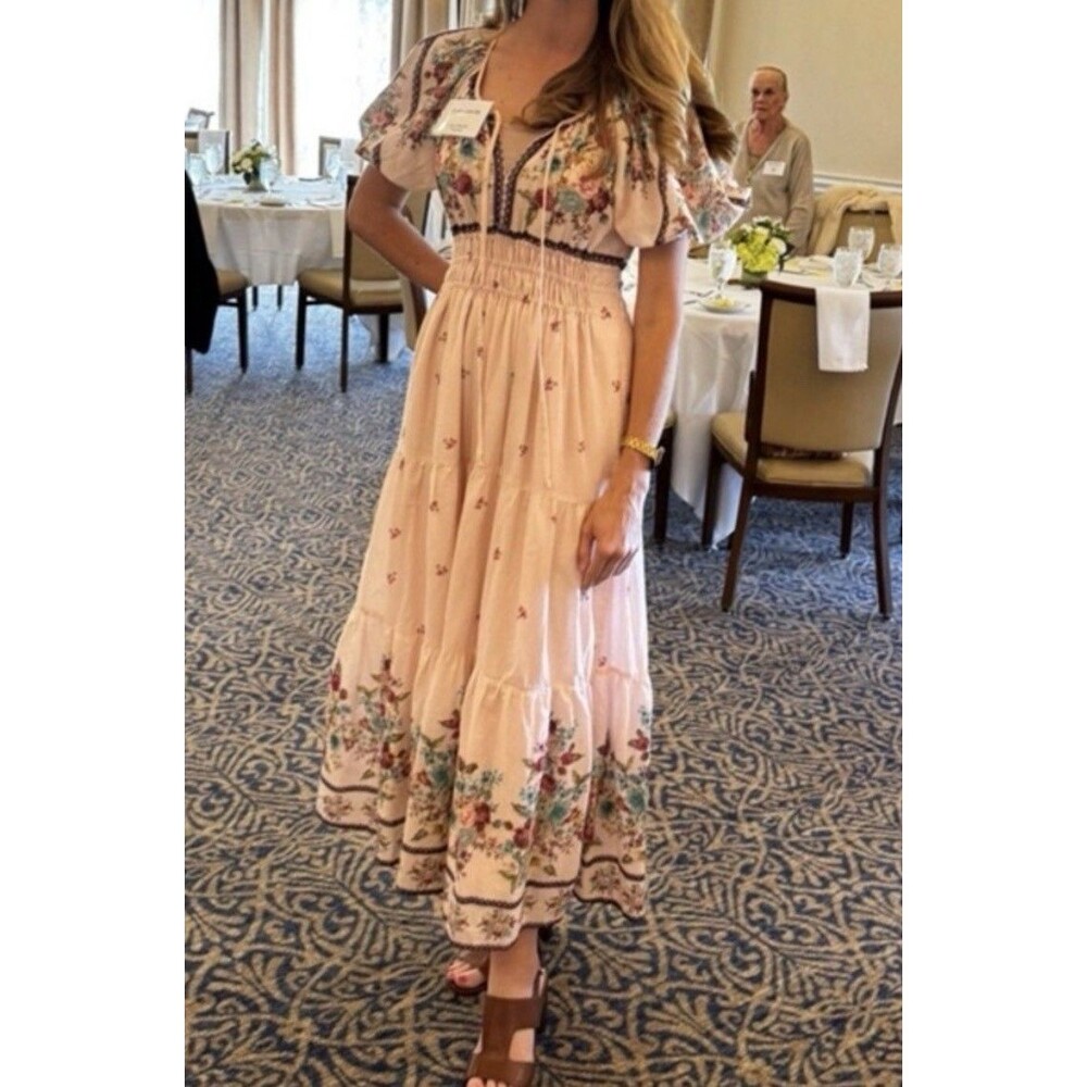 ANTHROPOLOGIE the somerset puff sleeve maxi dress M Milkmaid Fairy Hippie Boho - Picture 10 of 16